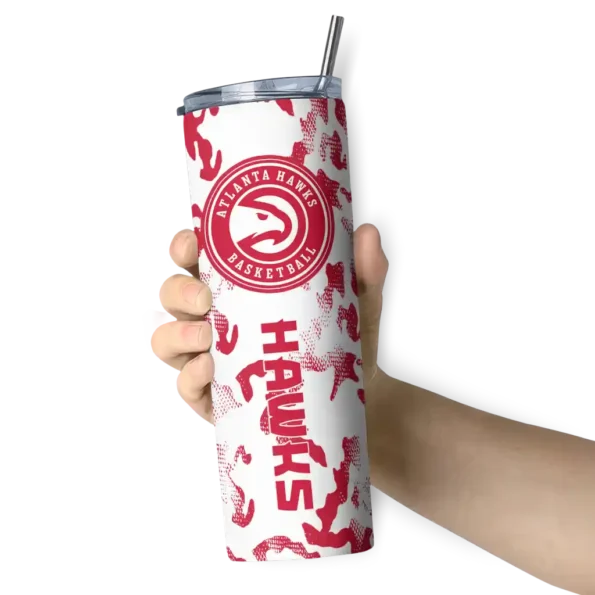 customized atlanta hawks claw marks red white skinny tumbler premium grade.webp