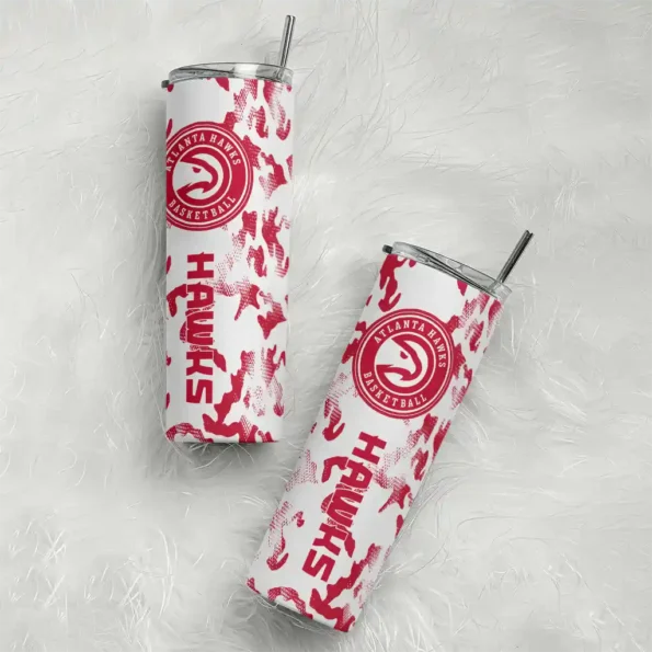 customized atlanta hawks claw marks red white skinny tumbler top rated.webp