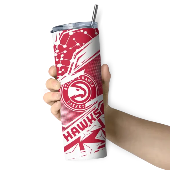 customized atlanta hawks helmet clash red skinny tumbler premium grade.webp