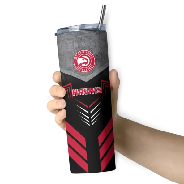 customized atlanta hawks hexagon honeycomb red black skinny tumbler premium grade.webp