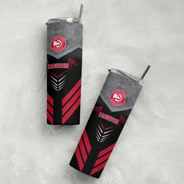 customized atlanta hawks hexagon honeycomb red black skinny tumbler top rated.webp