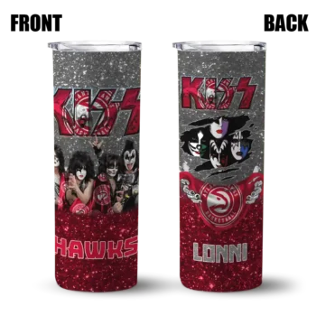 customized atlanta hawks kiss band white skinny tumbler fashion forward.webp