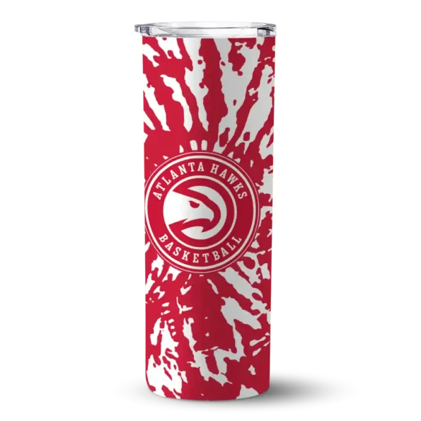 customized atlanta hawks metallic grid red skinny tumbler best selling 1.webp