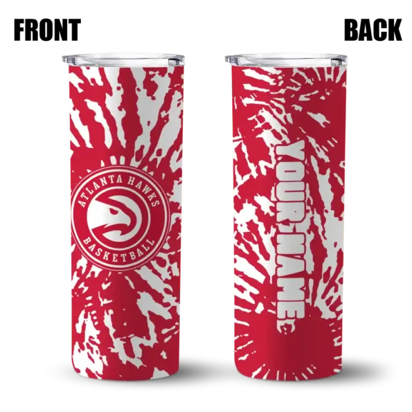 customized atlanta hawks metallic grid red skinny tumbler fashion forward.webp