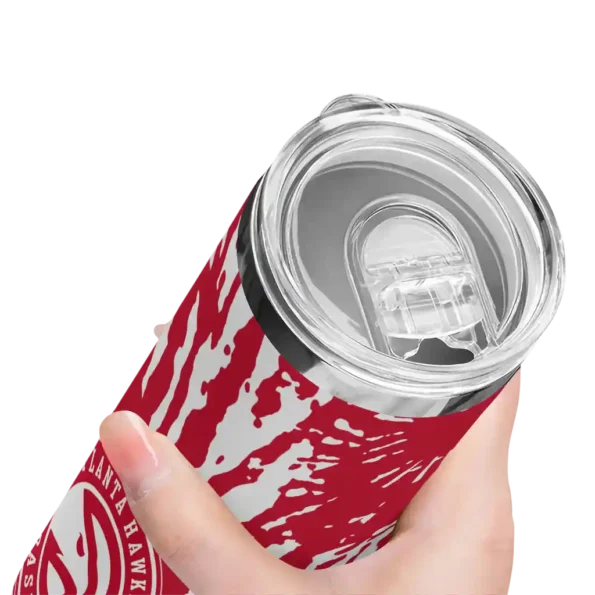 customized atlanta hawks metallic grid red skinny tumbler high quality.webp