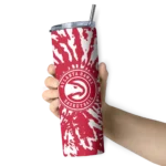 customized atlanta hawks metallic grid red skinny tumbler best selling 1.webp