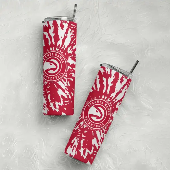 customized atlanta hawks metallic grid red skinny tumbler top rated.webp