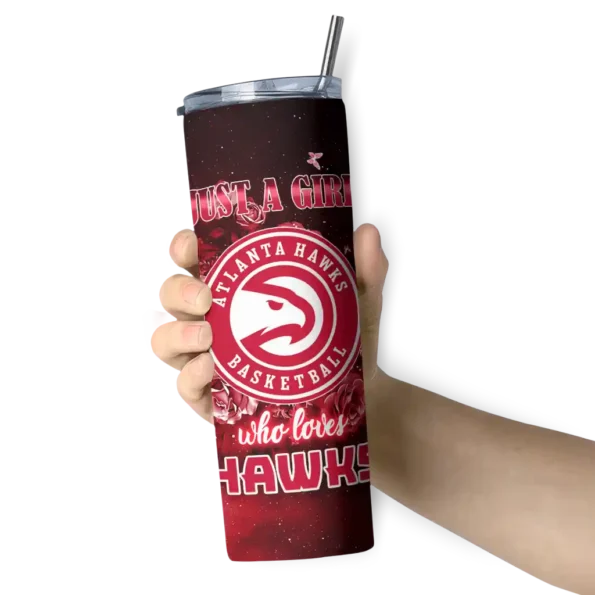 customized atlanta hawks rose romance red black skinny tumbler premium grade.webp