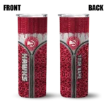customized atlanta hawks sparkle drip red skinny tumbler best selling 1.webp