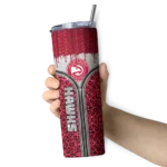 customized atlanta hawks sparkle drip red skinny tumbler best selling 1.webp