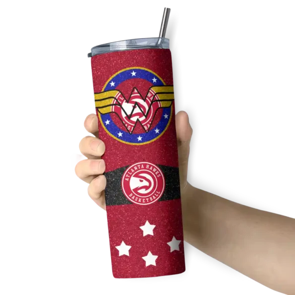 customized atlanta hawks star cluster red skinny tumbler premium grade.webp