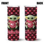 customized atlanta hawks yoda cozy red black skinny tumbler best selling 1.webp