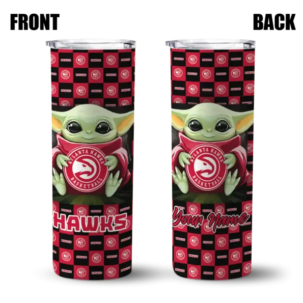 customized atlanta hawks yoda cozy red black skinny tumbler fashion forward.webp