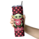 customized atlanta hawks yoda cozy red black skinny tumbler best selling 1.webp
