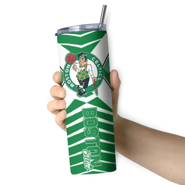 customized boston celtics camo texture green skinny tumbler premium grade.webp