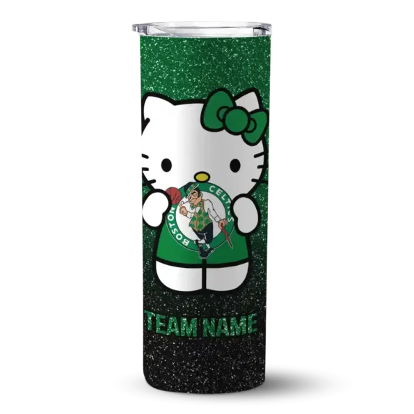 customized boston celtics hello kitty green black skinny tumbler best selling 1.webp