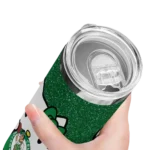 customized boston celtics hello kitty green black skinny tumbler best selling 1.webp