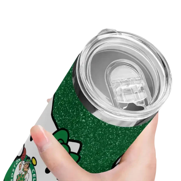 customized boston celtics hello kitty green black skinny tumbler high quality.webp