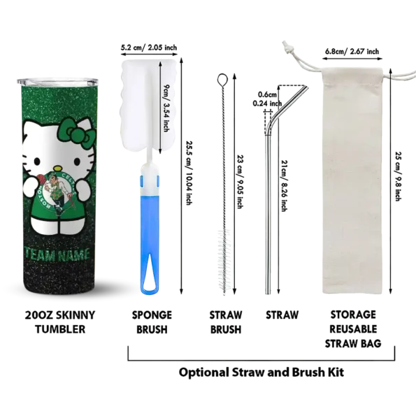 customized boston celtics hello kitty green black skinny tumbler new arrival.webp