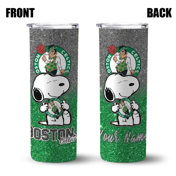 customized boston celtics snoopy attitude green skinny tumbler fashion forward.webp
