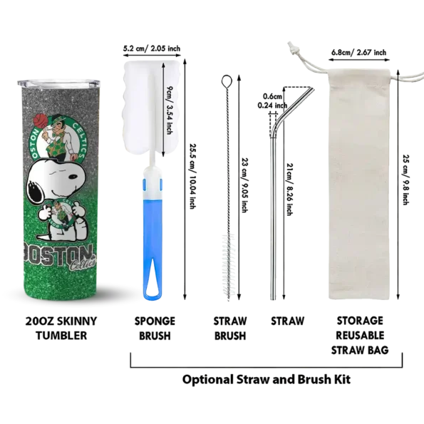 customized boston celtics snoopy attitude green skinny tumbler new arrival.webp