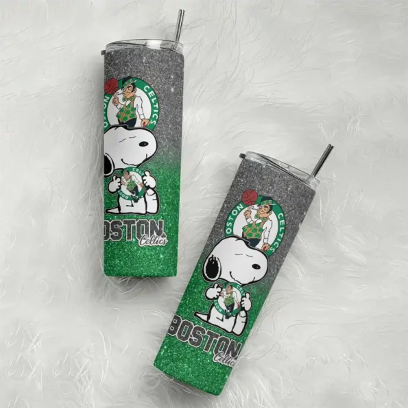 customized boston celtics snoopy attitude green skinny tumbler top rated.webp
