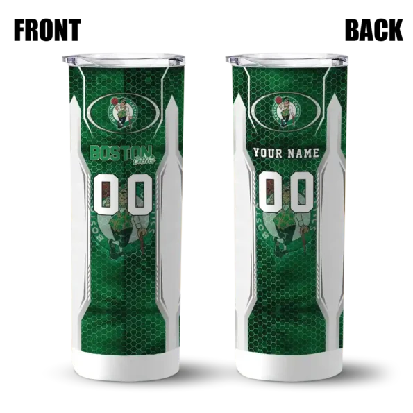 customized boston celtics stacked diamond green skinny tumbler fashion forward.webp