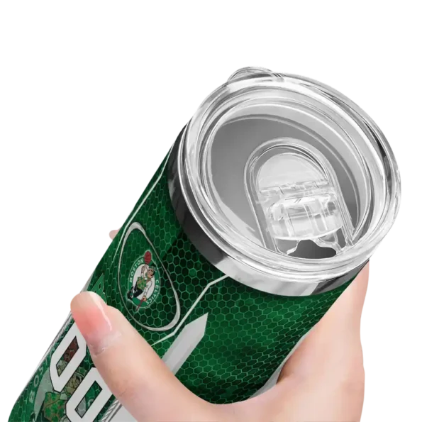 customized boston celtics stacked diamond green skinny tumbler high quality.webp