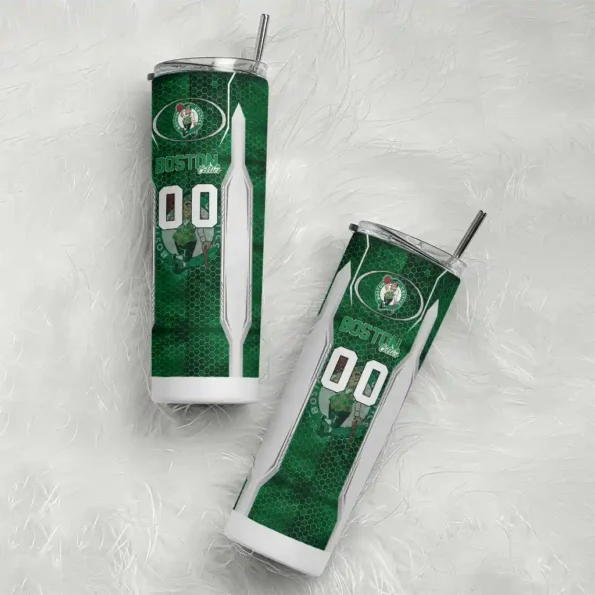 customized boston celtics stacked diamond green skinny tumbler top rated.webp