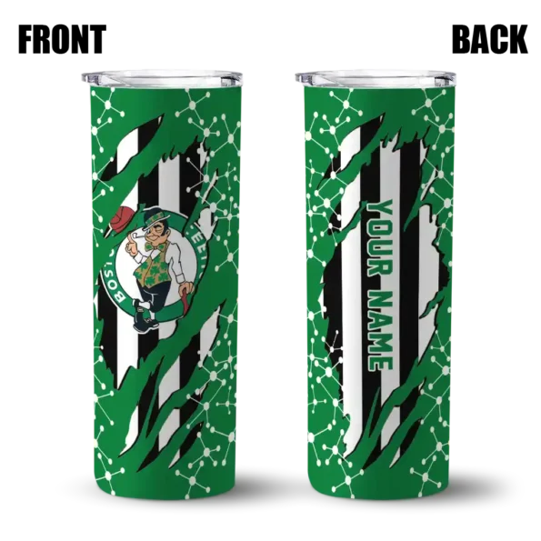 customized boston celtics star pop green black skinny tumbler fashion forward.webp