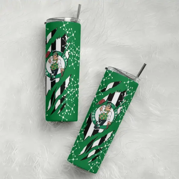 customized boston celtics star pop green black skinny tumbler top rated.webp