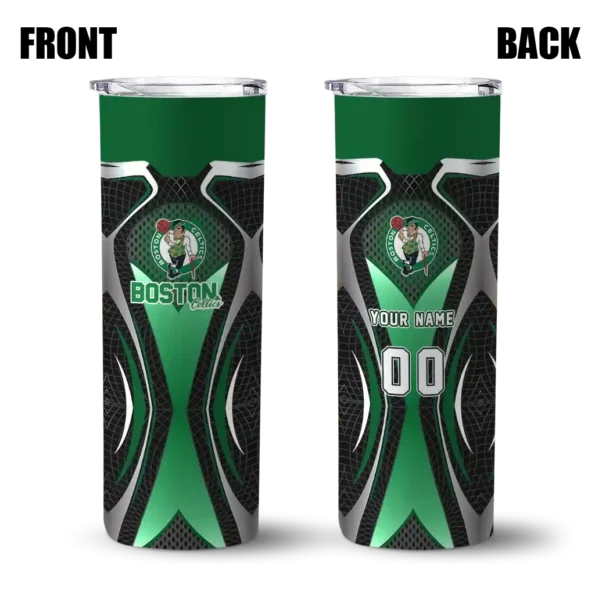 customized boston celtics superman emblem green black skinny tumbler fashion forward.webp
