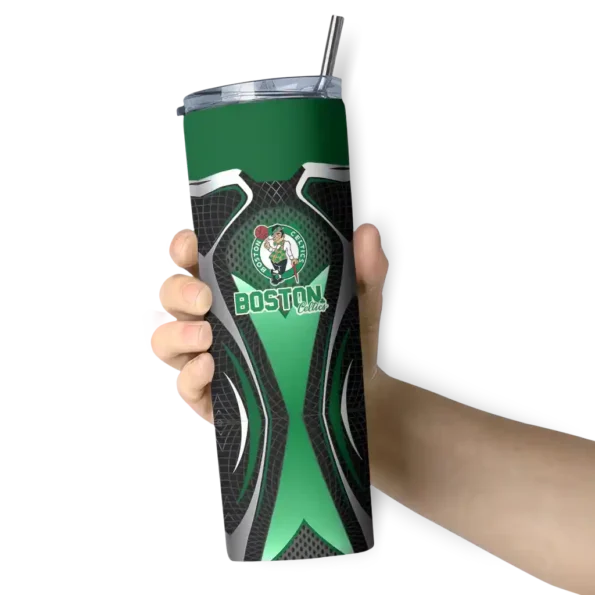 customized boston celtics superman emblem green black skinny tumbler premium grade.webp