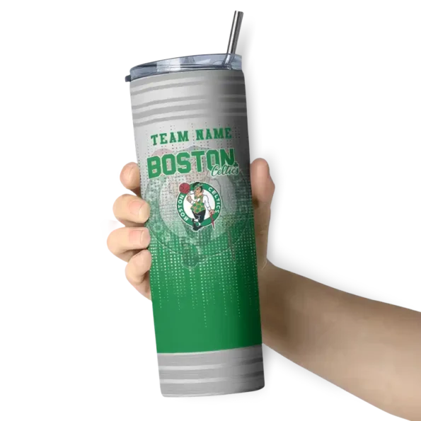 customized boston celtics swirl texture green skinny tumbler premium grade.webp