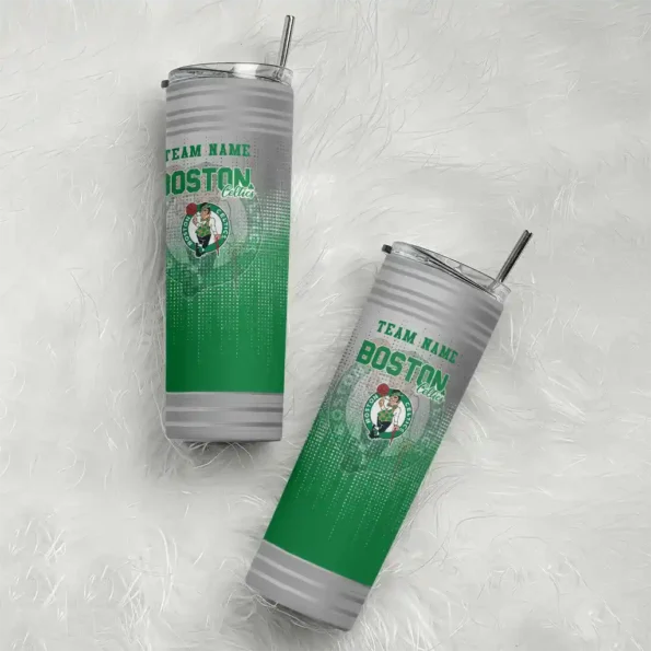 customized boston celtics swirl texture green skinny tumbler top rated.webp