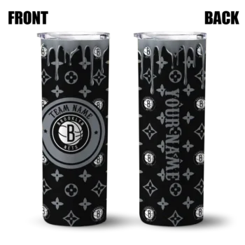 customized brooklyn nets camo streak black skinny tumbler fashion forward.webp