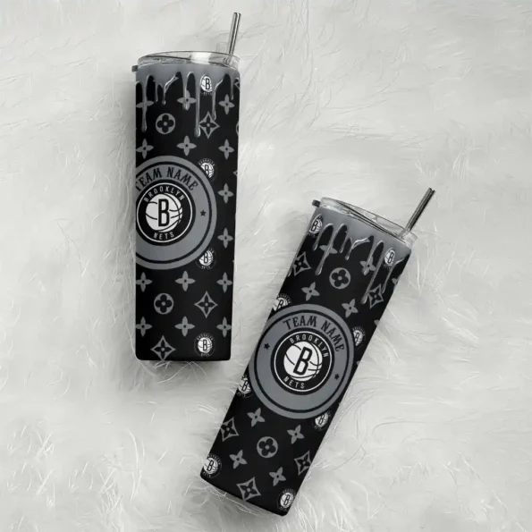 customized brooklyn nets camo streak black skinny tumbler top rated.webp