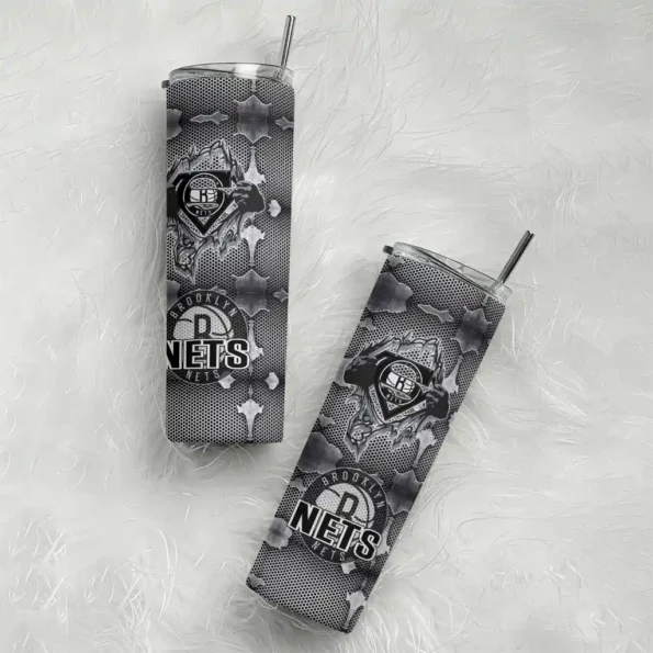 customized brooklyn nets chevron v black gray skinny tumbler top rated.webp