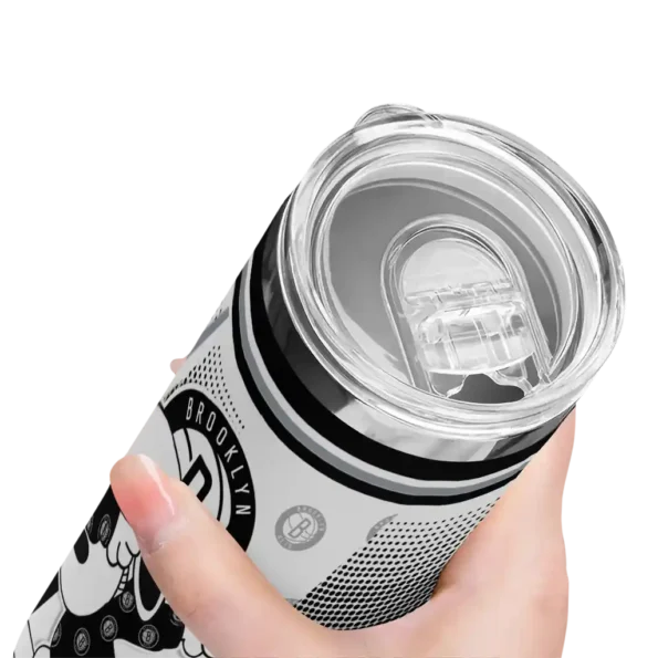 customized brooklyn nets snoopy dog black white skinny tumbler high quality.webp