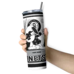 customized brooklyn nets snoopy dog black white skinny tumbler best selling 1.webp