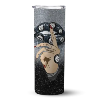 customized brooklyn nets sparkle lips black skinny tumbler best selling 1.webp