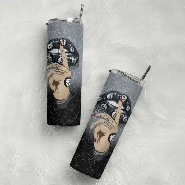 customized brooklyn nets sparkle lips black skinny tumbler top rated.webp