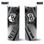 customized brooklyn nets web stripes black white skinny tumbler best selling 1.webp