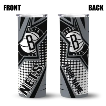 customized brooklyn nets web stripes black white skinny tumbler fashion forward.webp