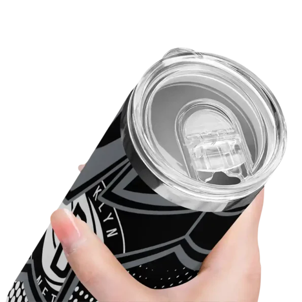 customized brooklyn nets web stripes black white skinny tumbler high quality.webp