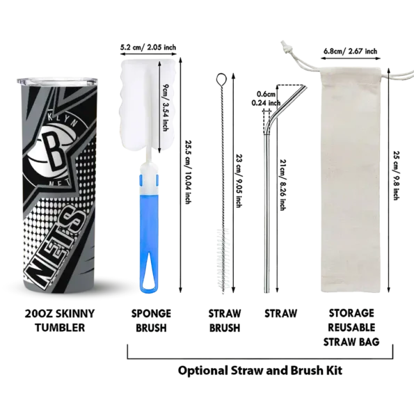 customized brooklyn nets web stripes black white skinny tumbler new arrival.webp