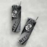 customized brooklyn nets web stripes black white skinny tumbler best selling 1.webp