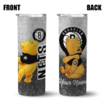 customized brooklyn nets winnie the pooh black gray skinny tumbler best selling 2.webp