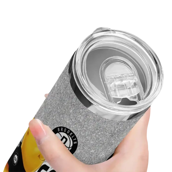 customized brooklyn nets winnie the pooh black gray skinny tumbler high quality.webp