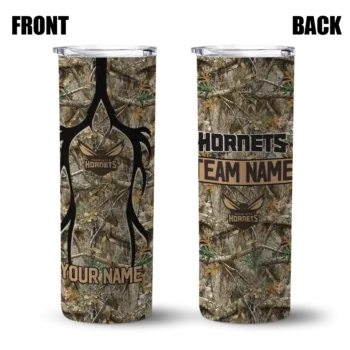 customized charlotte hornets antler flow camo skinny tumbler fashion forward.webp